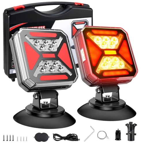 2026 NewGen -- Wireless Trailer Lights 110 Adjustable Wireless LED Trailer Lights Magnetic Rechargeable 10H of Use 165FT Ultra-Long Range Tail Light Lenses for Trucks RV Camper Boat Caravan