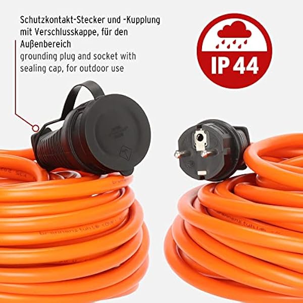 Brennenstuhl BREMAXX® Förlängningskabel V2 utomhus 25m (kabel i signalfärg orange, kortvarig utomhusanvändning IP44, användbar upp till -35 °C, olje- och UV-beständig, made in Germany)