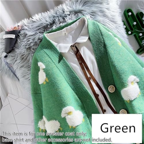 Image of GK-O Women Cute Sheep Sweater Coat Cardigan Knitted Tops Kawaii | Loose preppy cartoon casual style with adorable sheep pattern comfy knitted fabric one size fits most perfect winter layer