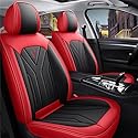 IBCEL Autositzbezüge Kompletter Satz 5 Sitzer für Volkswagen für VW Golf Autositzbezügen Leder Autositzbezug Porosität Sitzbezüge Vorne und Hinten Sitzschoner Schwarz Rot