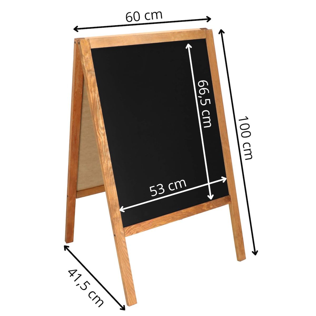 SPRINGOS Kundenstopper - Pizarra publicitaria para aceras, 100 x 60 cm, soporte de madera, pizarra para restaurante