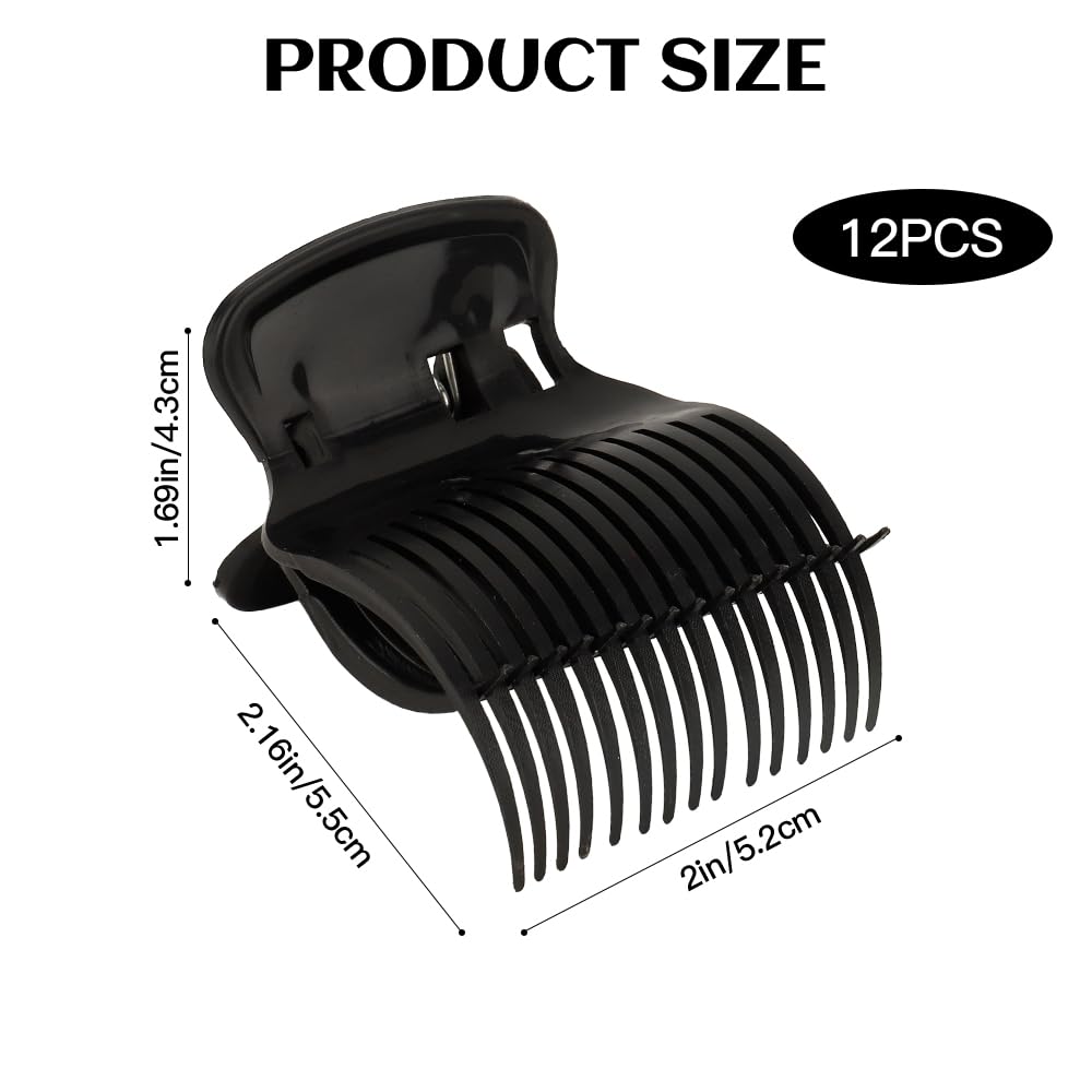 Hair Curler Claw Clips,12PCS Black Plastic Hot Roller Clips Replacement Hair,Safety & Heat Resistance Roller Clip for Women Girls,Lightweight Accessories for Daily Grooming Regimen Making Hairstyles - Image 2