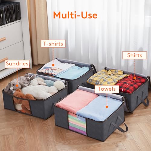 Lifewit 4 Pack Clothes Storage Bag Foldable Storage Boxes with Lids Underbed Wardrobe Storage Organiser with Sturdy Fabric Clear Window for Clothing Bedding Sweaters T-Shirts Blankets, 35L, Grey by Lifewit - Image 5