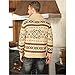 Mens Sweater Cardigan Long Sleeve Norwegian Style Costume Knitwear Apricot, L