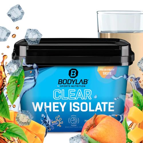 Bodylab24 Clear Whey Isolate, Eistee Pfirsich, 960 g | Erfrischend fruchtige Proteinlimo, über 80 % Eiweiß, hochwertiges Molkenprotein-Isolat, ideal rund ums Training