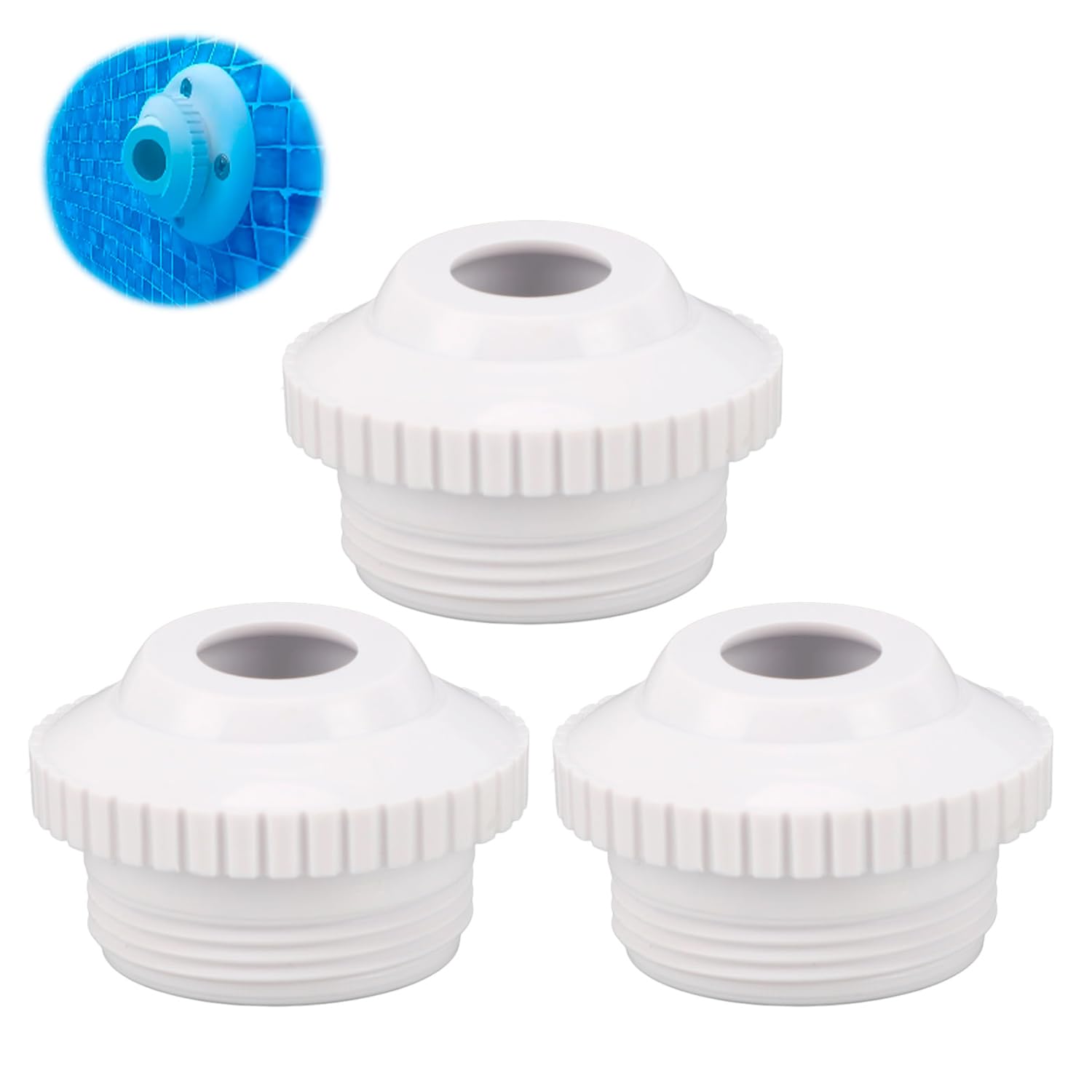 Juego de 3 Boquillas de Chorro para Piscina, Accesorio de Entrada de Flujo Direccional de Plástico, Rosca Macho de 1,85 Pulgadas, Globo Ocular Giratorio, Chorro de Retorno Hydrostream para SP1419D
