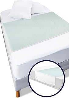 KMINA - Betteinlagen Inkontinenz Waschbar Senioren, Wasserdicht, Wickelunterlage Erwachsene, Bettschutzeinlagen mit Flügel