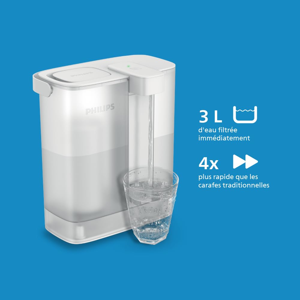 Philips Water Filtres de Rechange Pour Distributeur d’eau Filtrée à la Demande – Lot de 3, Filtre Taste+ Améliorant le goût et Réduisant Les Impuretés, Sans BPA