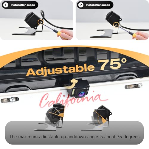 Image of Backup Camera Rear View Camera for Pickup Car Truck RV SUV | AHD 720P Night Vision Reverse Camera with 6 LED Lights, License Plate Backup Cam, Wide View Angle, IP68 Waterproof