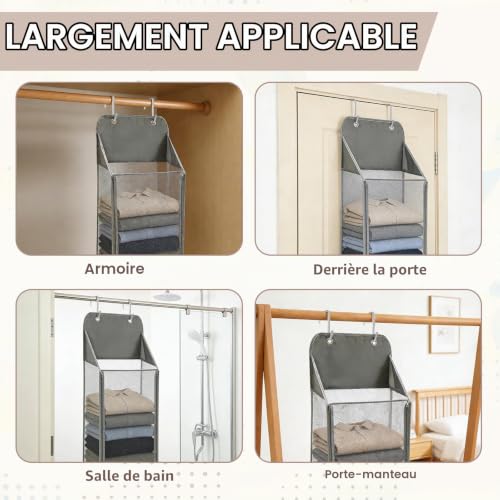 xtemtoamz Rangement Suspendu,Espace de Rangement Pouvant Être Fixé À la Porte, avec Compartiment pour Suspendre Le Linge, Adapté À Une Utilisation À la Maison, Au Bureau Et dans la Salle De Bain – vue 7