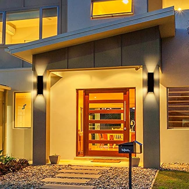 Outdoor Wall Lights, 2 Pack Waterproof Exterior Lighting Fixtures, Anti-Rust Outdoor Light Fixture Black Aluminum Porch Lights for Garage