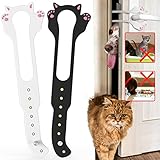 Picture of Elilier Cat Door Latch Holder,【8 Adjustable Sizes】 Stronger Flex Cat Door Stopper, Keep Door Open 1.5" to 8", Let's Cats in and Keeps Dogs Out of Litter & Food, No Tool Required & No Wall Damage