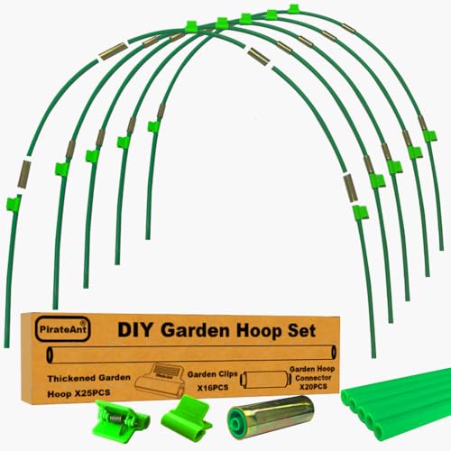 PirateAnt Greenhouse Hoops Set for DIY Grow TunnelMetal Connectors Thickened High Tenacity PP Dark Green Garden Hoops for Row CoverRaised bedsDIY Plant Support Garden Stakes 25pcs