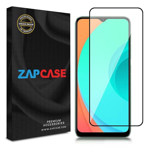 Image of ZAP CASE HD Plus Tempered Glass Screen Protector Compatible For Realme C11 (Black) Edge To Edge Coverage With Easy Installation Kit