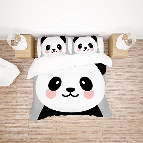 Juego de funda de edredón de panda para dormitorio infantil y juvenil transpirable 3
