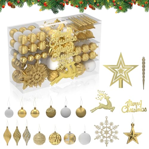 HENGMEI Weihnachtskugeln Kunststoff 108 Stück Christbaumschmuck mit...