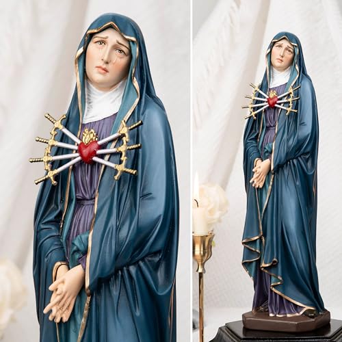 Estatua Pintada a Mano de Nuestra Señora de los Dolores miniatura 2