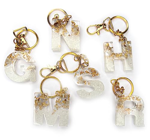 Image of Resin Letter Keychain A to Z | Personalized alphabet keychain | Resin letter Keychain for Girl Women, Men, Car, Bike, Handbag, Purse | Initial Letter Tassel charm keychain