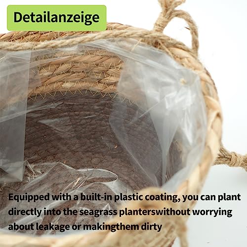 Jaqperd Blumentopf Aus Seegras - Geflochtener Pflanzkorb M 30x30cm Mit Folieneinsatz