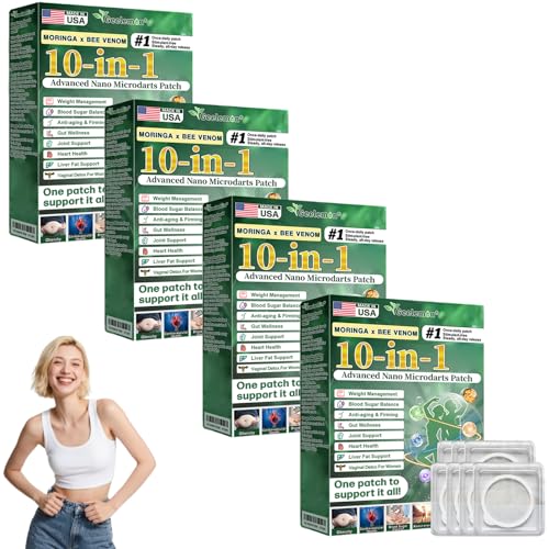 GeeLemon Moringa 10-in-1 Nano Microdarts Patch Professional Moringa Berberine X Nad Patches Natural Moringa Berberine Patches for Women and Men Suitable for All Skin Types (4 boxes)