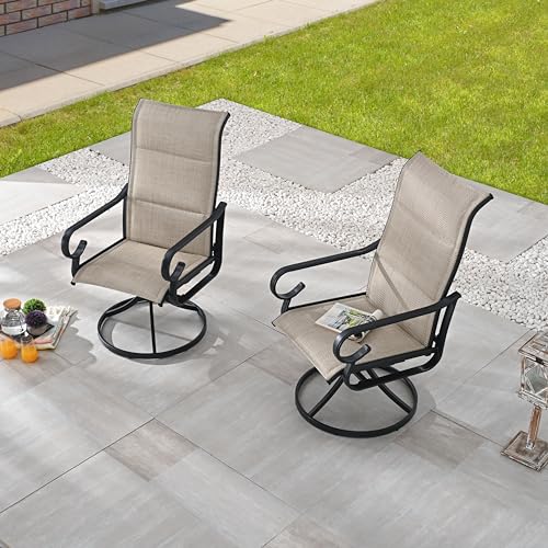 Image of LOKATSE Home High Back Textilene Outdoor Patio Swivel Chair Set of 2, 360 Mesh Rocker, for Backyard, Patio, Lawn, Garden
