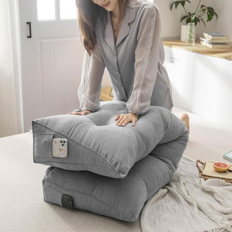 QTANZIQI Almohada de Lectura Triangular: cojín de Apoyo Lumbar Multifuncional, Almohada de Respaldo Grande para sofá, cabecera, Acogedor cojín de Esquina para Lectura y relajación.