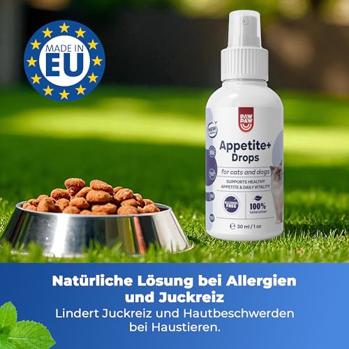 PAW2PAW Appetite Plus Spray für Hunde und Katzen Flüssiges Ergänzungsfuttermittel für Appetit und Verdauung Einfache Anwendung über Futter oder Wasser 30 ml (200+ Sprühstöße)