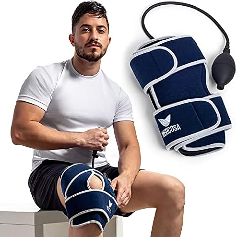 Medcosa Compression Knee Gel Pack | Pump it Up | Ice Compression Knee Wrap | Ice Knee Wrap with Cold Compression | Hot & Cold Knee Ice Wrap with Pump for Cold Therapy Cover