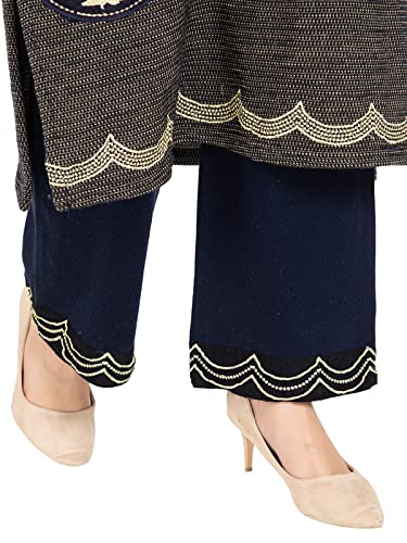 Image of Rosary Women's Warm Woolen Winter Wear Embroidered Kurta with Palazzo Set of 2pc, RZKP017GOLDEN-XL