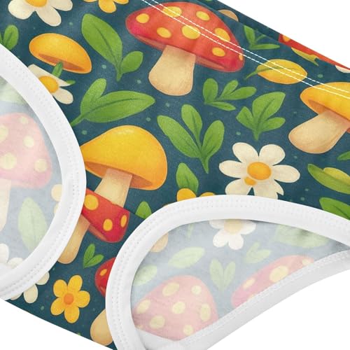 Joisal Cotton Toddler Underwear Floral Cute Red Yellow Mushrooms Girl Panties Cute Fun Briefs Girls Undies 2t4