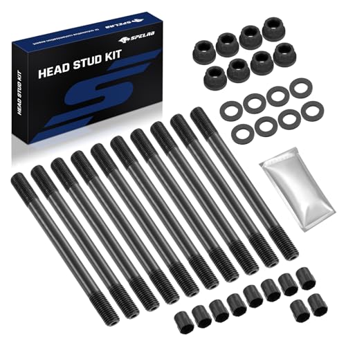 SPELAB 208-4305 2084305 High Performance 12-Point Cylinder Head Stud Bolt Kit Replacement Compatible with Honda 1996-2000 Civic CX DX EX 1.6L D16Y D16YZ D16Y7 D16Y8 SOHC with Head Studs Nuts Washers