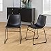 Walker Edison Douglas Urban Industrial Faux Leather Armless Dining Chairs, Set of 2, Black