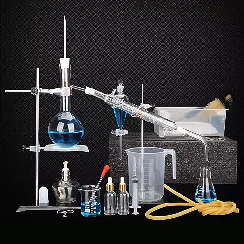 ZAHIKA Destillation Kit,Labor Glaswaren,Alkohol Destiller,Chemie Labor Glaswaren Kit,Home Micro Destillation Destiller Reiniger Glaswaren Set,500ml