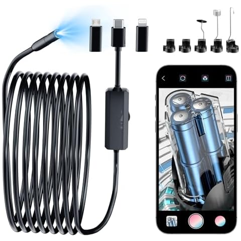 WOVTE Endoscope Camera with Light, 16.5ft Snake Camera, IP67 Waterproof Borescope,1920P Inspection Camera with 8 Adjustable LED Lights for Android/iPhone-No WiFi Required Cover