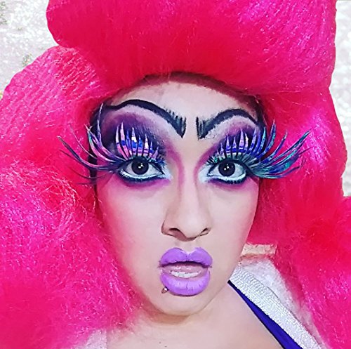 Holographic Feathered Eyelashes, Huge Eyelashes, Drag Lashes
