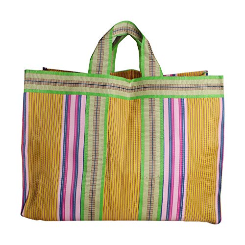 Image of (B2B25NY Unisex Reusable Recycled Multicolour Cloth Tote Cum Handbag Jhola Thela bag vegetable shopping cum storage size 20 x 14 x 9 inch