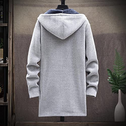 RTRDE Mens Coats Fall Winter Sweater Jackets Casual Knitted Cardigan Fleece Lined Full Zip Hooded Coat Long Jacket3