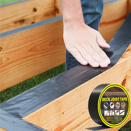 Image of Deck Joist Tape Waterproof Seal Antiseptic Butyl Flashing Tape 1.6 inch X 50' Weather Resistant Joist Tape for Decking Beams Wood Roof (Pack of 3)