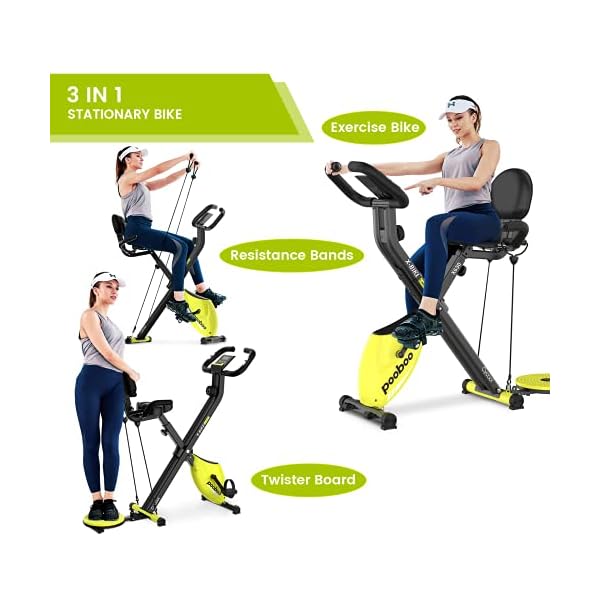 pooboo-Exercise-Bike-Indoor-Cycling-Bike-Magnetic-Stationary-Bike-3-in-1-Flodable-Exercise-Bike-with-Arm-Resistance-Bands-and-Twist-Board-for-Cardio-Fitness-Bikes pooboo Foldable Exercise Bike Indoor Cycling Bike Magnetic Stationary Bikes 3 in 1 Indoor Bike with LCD Display for Home Cardio Bikes