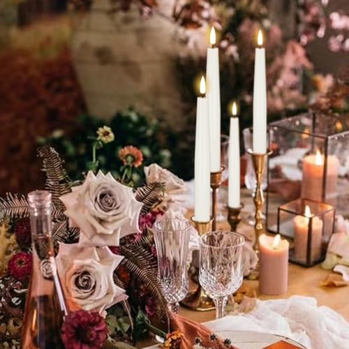 Image of GenSwin Flameless Taper Candles Battery Operated with Timer White