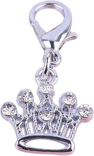 Rhinestone Crown Pet Dog Tag Colgante Collar Charm Joyería Collar Accesorios - Plata Artesanía fina, Plata, Diamante de Imitación
