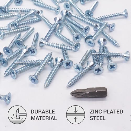 SKIR'CO (40 pcs) Zinc Plated Steel 4.0 x 30 mm Wood Screws, Pozidriv Countersunk Head, PZ Fully Threaded, Chipboard Screws - Image 3