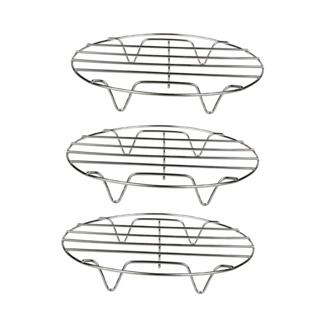 Mikinona 3Pcs Stainless Steel Rack for Pots Cooking Tool Stand Non Design for Healthy Steaming Fits Cookware for Home Kitchen Use