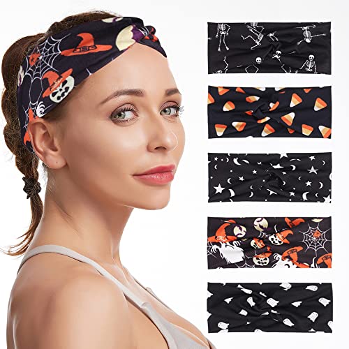 5Pcs Halloween Headbands Pumpkin Skeleton Suger Ghost Star Moon Hairbands Halloween Costume Cosplay Party Hair Accessories #TOP1