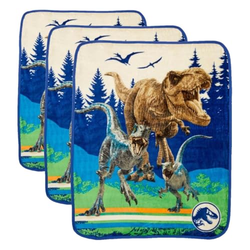 Image of Franco Jurassic World Dominion Rexy T-Rex Kids Bedding Super Soft Silk Touch Throw, 40 in x 50 in, (Official Licensed Product) (Pack of 3)