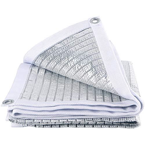 Protección Rayos UV para Plantas Flores Cubierta del Coche Invernadero,Bloqueador Solar De Malla Aluminet Reflectante Toldo De Sombra con Ojales,Sol Tela De Sombra Blanco Plateado 2x2m
