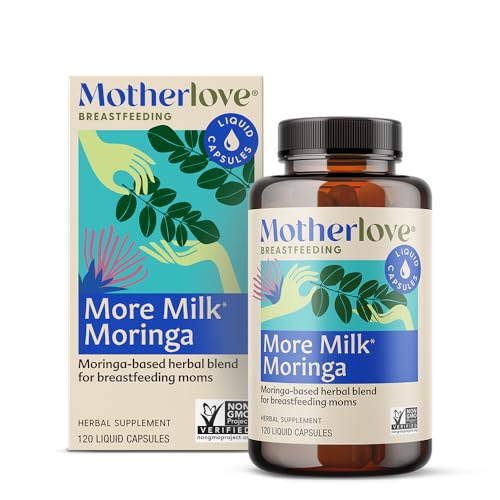Image of Motherlove More Milk Moringa (120 Capsule Value Size) Moringa-Based Lactation Supplement to Support Breast Milk Supply—Non-GMO, Organic Herbs, Vegan, Kosher