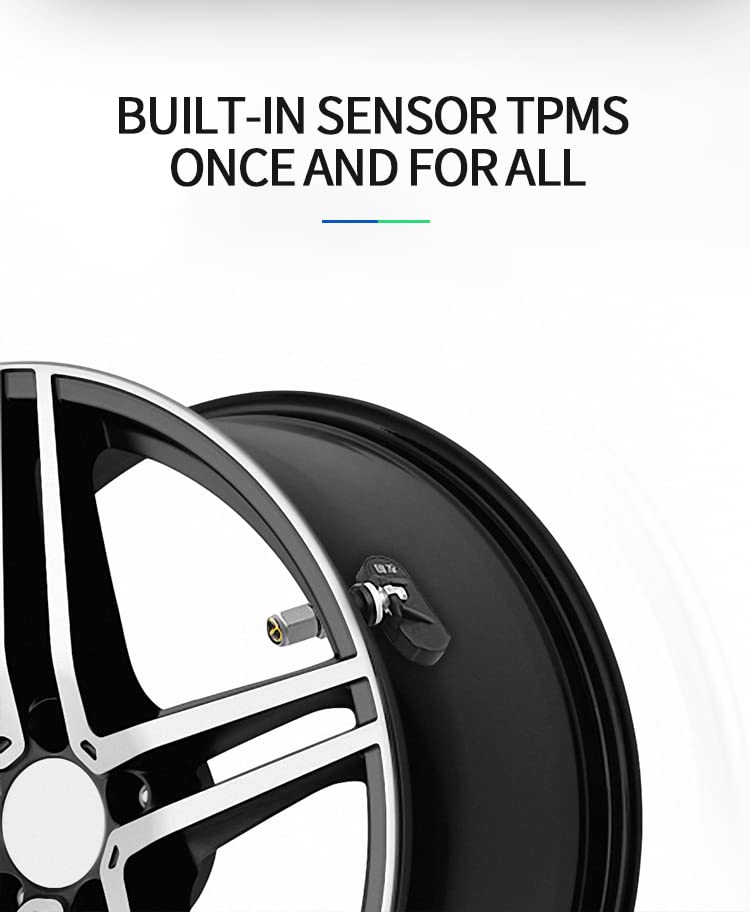 Image of Solar & USB Charging TPMS for Cars - Tire Pressure Monitoring System with Alarms | Internal Sensors | LCD Display | Tyre Pressure Monitor | Car Air Pressure Monitor