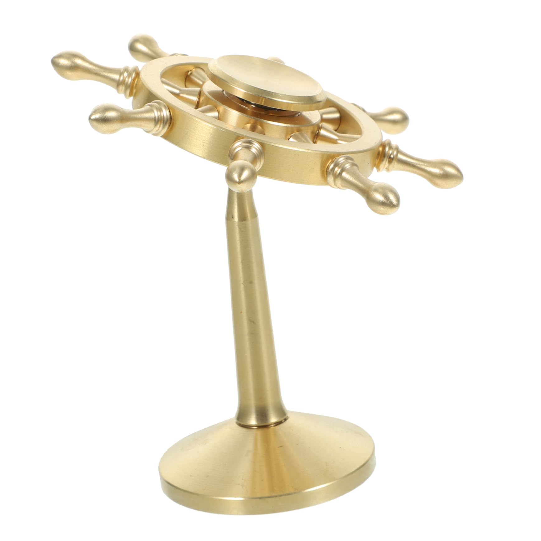 Cabilock Vintage Brass Rudder Ornament Rotatable Desktop Decor for Home Office Mediterranean Style Nautical Statue Unique Present for Lovers Decorative