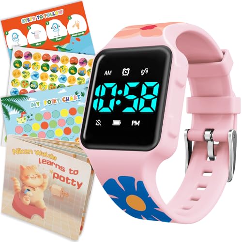 Image of Toddler Potty Training Set - Potty Training Watch with Musical /Vibration Countdown Alerts, Fun Board Book, Progress Chart & Reward Stickers - Interactive Potty Training Kit for Kids Ages 2-6
